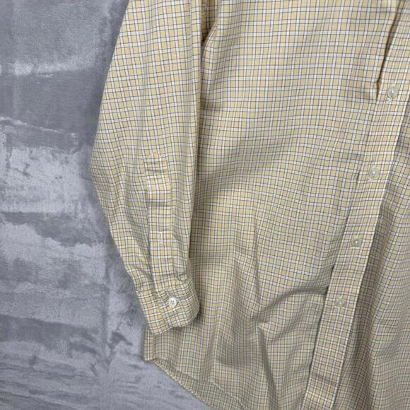 Brooks Brothers Non-Iron Dress Shirt Men’s S Yellow Check 100% Cotton Classic FT - Picture 5 of 9